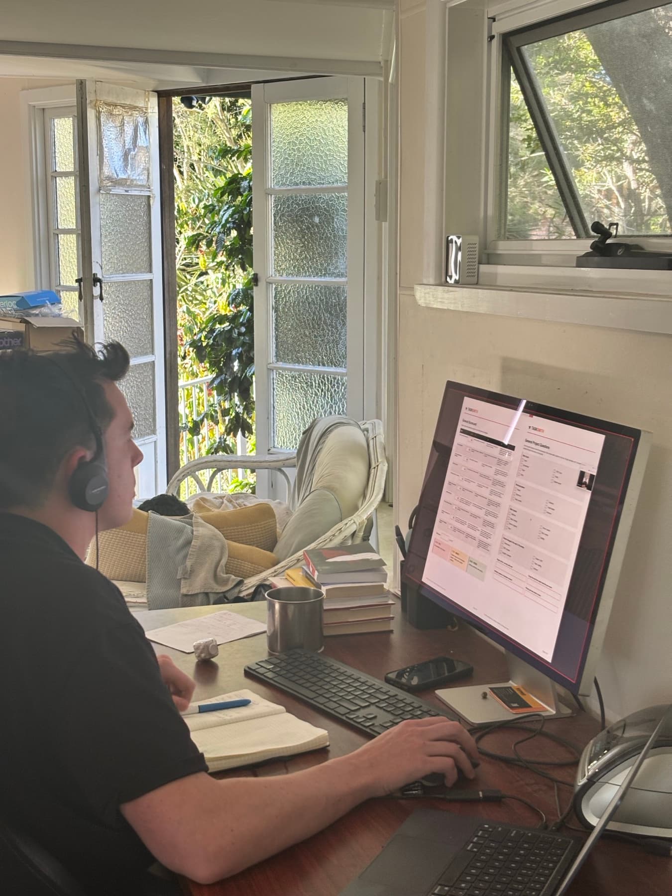 Robbie Newton working on a TaskSmith call